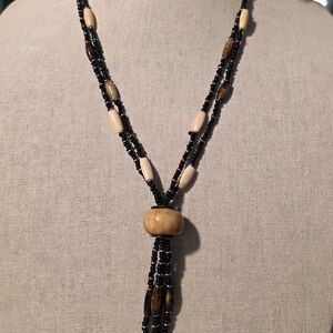 Elegant Black and Brown Beaded Necklace